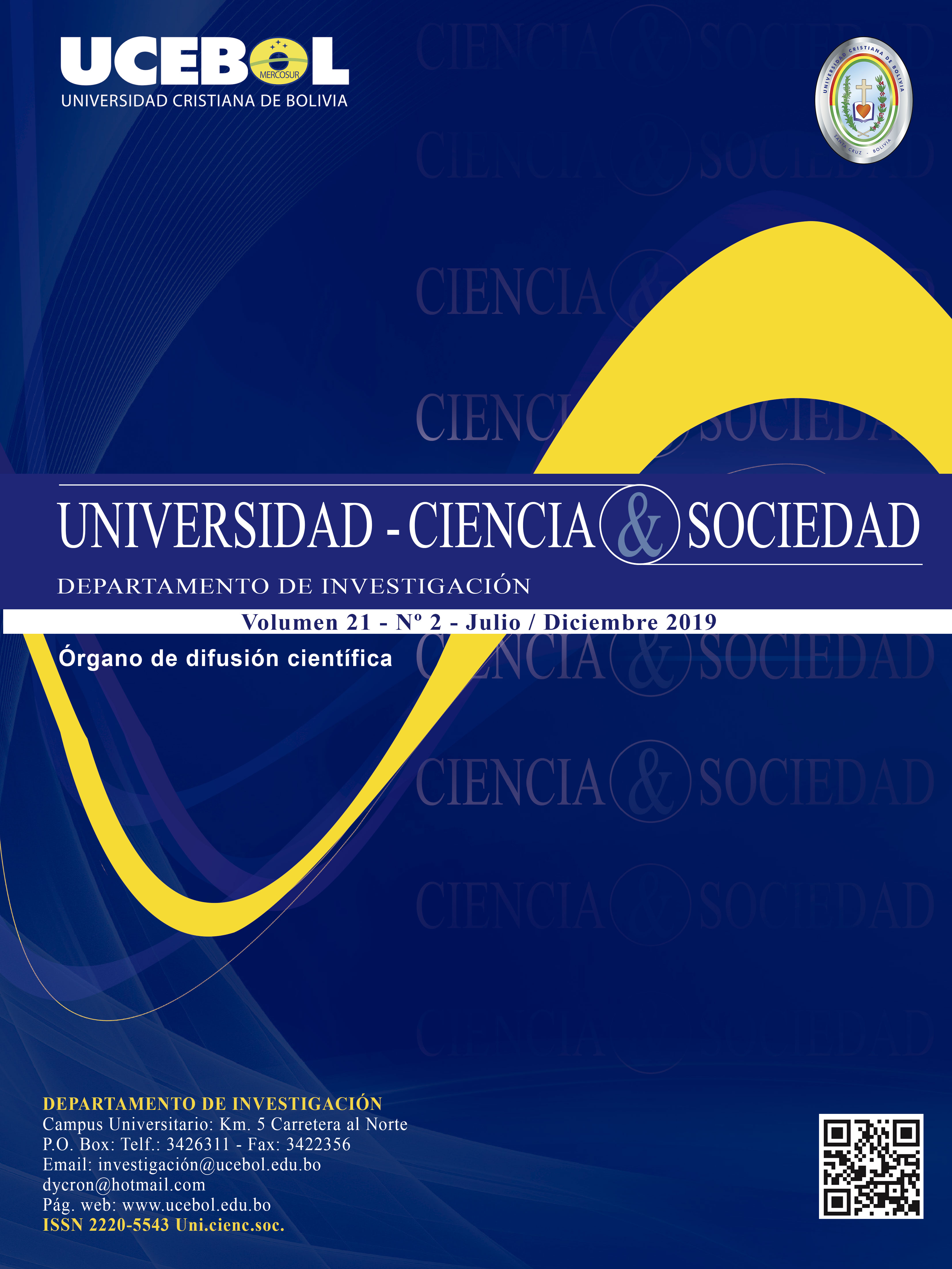 					View Vol. 21 No. 2 (2019): UNIVERSIDAD CIENCIA & SOCIEDAD
				